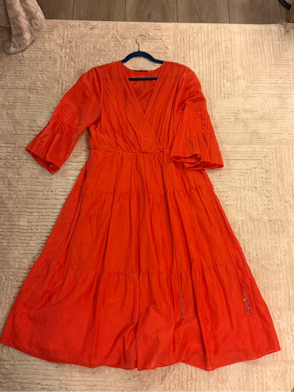 Kobi Halperin Vibrant Orange Tiered Wrap Maxi Dress